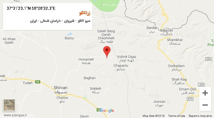 روستای زرتانلو بر روی نقشه