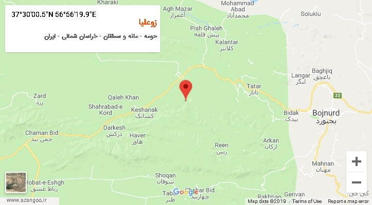 روستای زوعلیا بر روی نقشه
