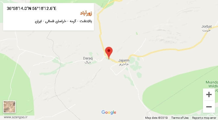 روستای زورآباد بر روی نقشه