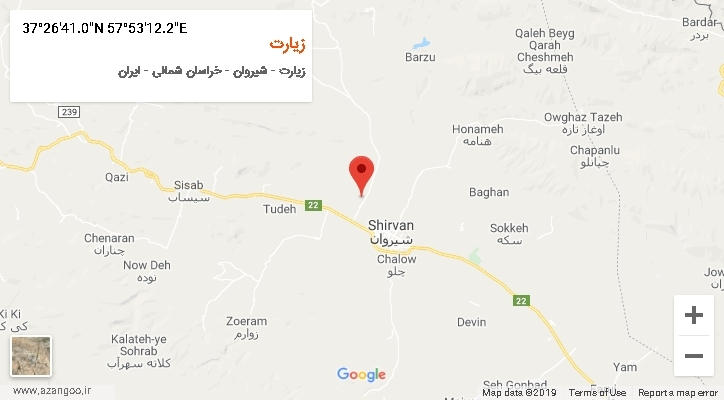 روستای زیارت بر روی نقشه