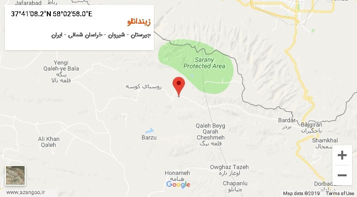 روستای زیندانلو بر روی نقشه
