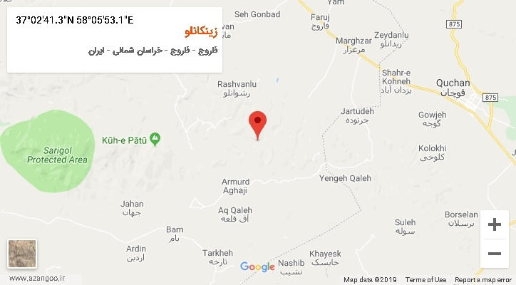 روستای زینکانلو بر روی نقشه