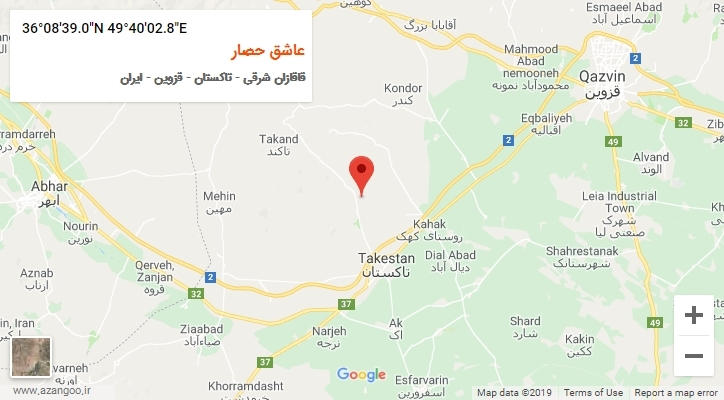 روستای عاشق حصار بر روی نقشه