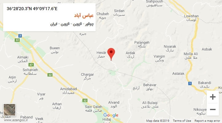 روستای عباس آباد بر روی نقشه