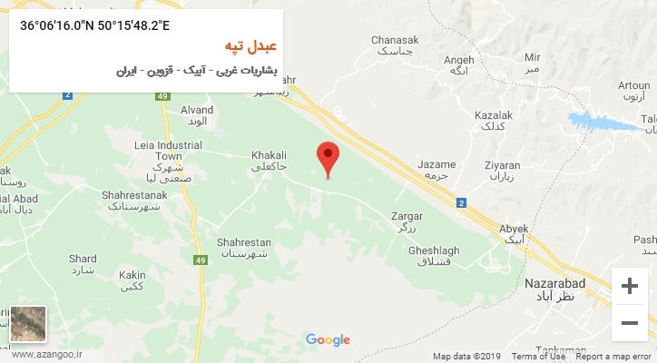 روستای عبدل تپه بر روی نقشه