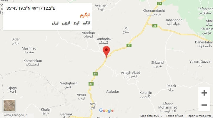 روستای ابگرم بر روی نقشه