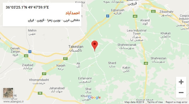 روستای احمدآباد بر روی نقشه