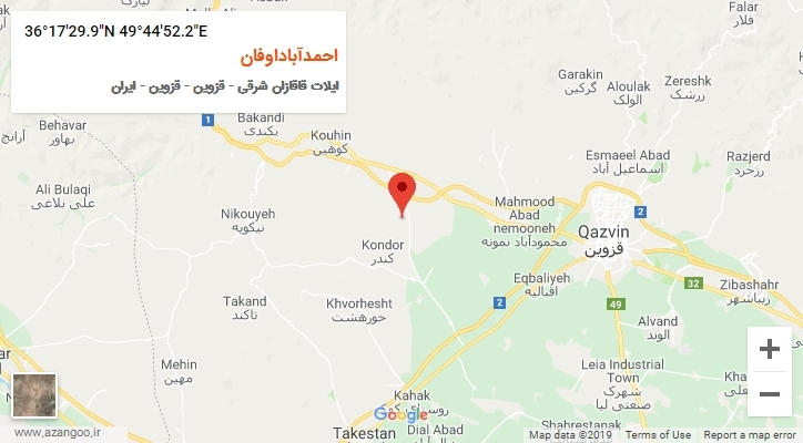 روستای احمدآباداوفان بر روی نقشه