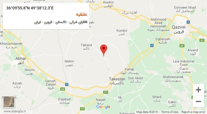 روستای علنقیه بر روی نقشه