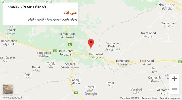 روستای علی آباد بر روی نقشه