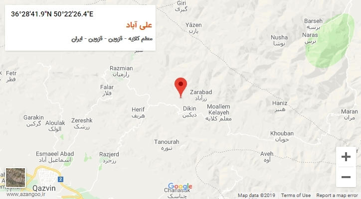 روستای علی آباد بر روی نقشه