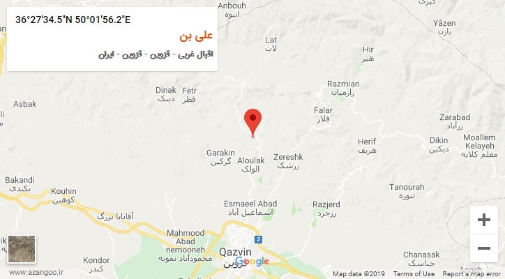 روستای علی بن بر روی نقشه