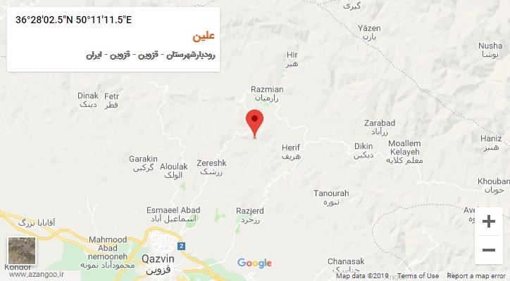 روستای علین بر روی نقشه