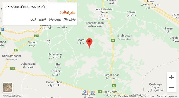 روستای علیرضاآباد بر روی نقشه