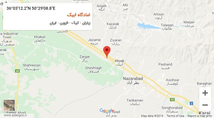روستای امادگاه ابیک بر روی نقشه