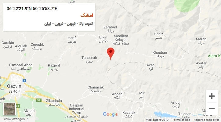 روستای امشک بر روی نقشه