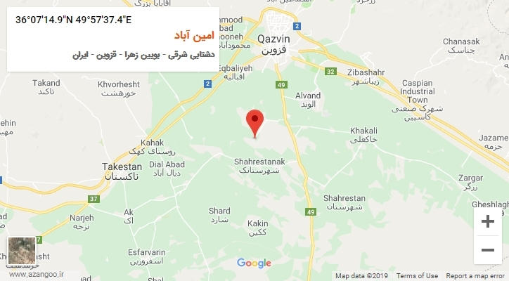 روستای امین آباد بر روی نقشه