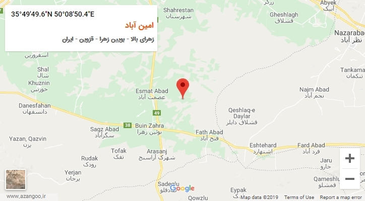 روستای امین آباد بر روی نقشه