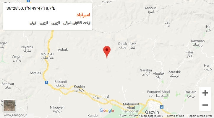 روستای امیرآباد بر روی نقشه