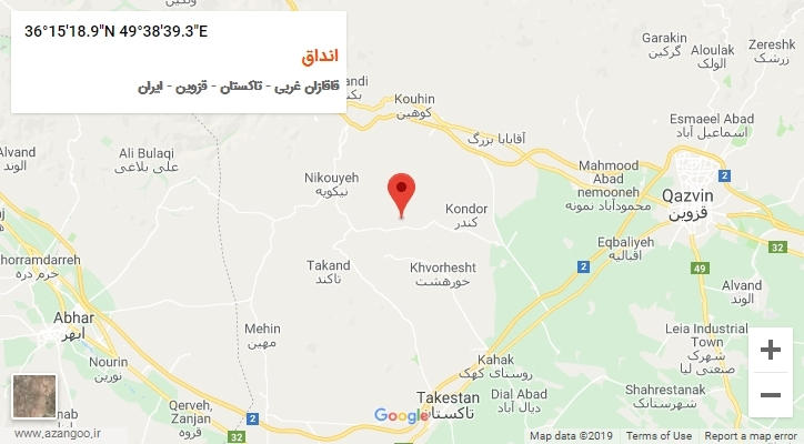روستای انداق بر روی نقشه