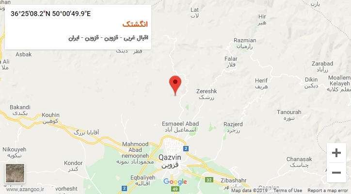 روستای انگشتک بر روی نقشه