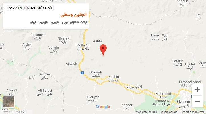 روستای انجلین وسطی بر روی نقشه