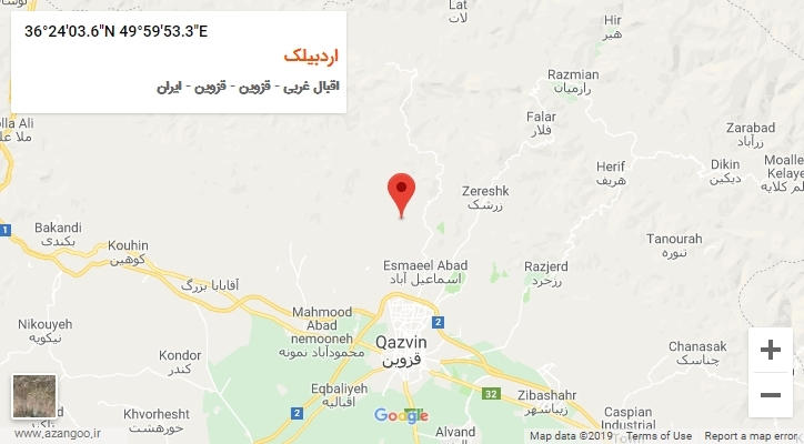 روستای اردبیلک بر روی نقشه