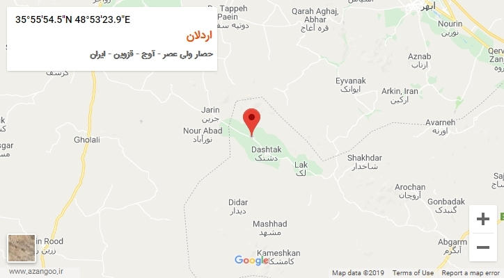 روستای اردلان بر روی نقشه