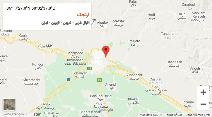 روستای ارنجک بر روی نقشه