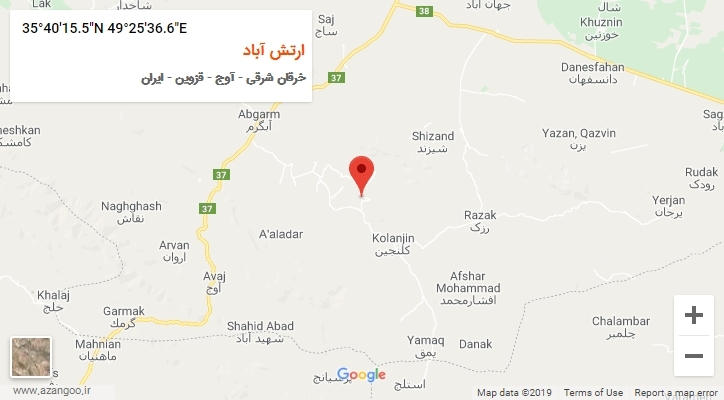 روستای ارتش آباد بر روی نقشه