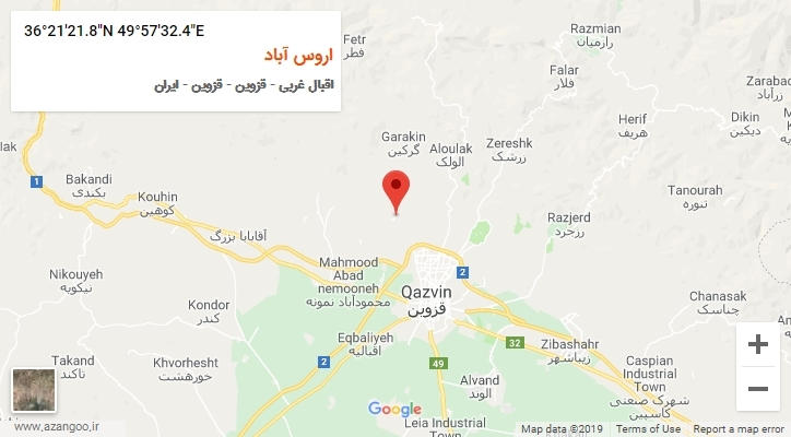 روستای اروس آباد بر روی نقشه