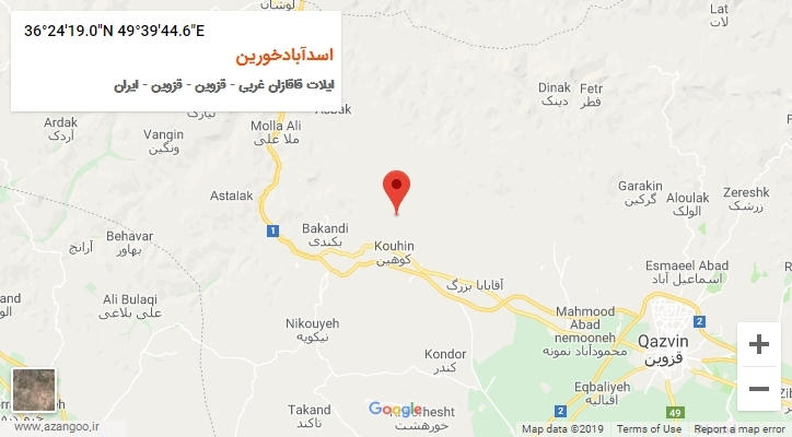 روستای اسدآبادخورین بر روی نقشه