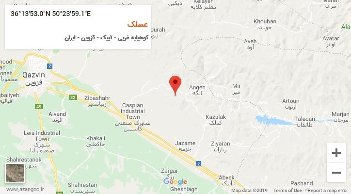 روستای عسلک بر روی نقشه