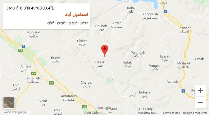 روستای اسماعیل آباد بر روی نقشه