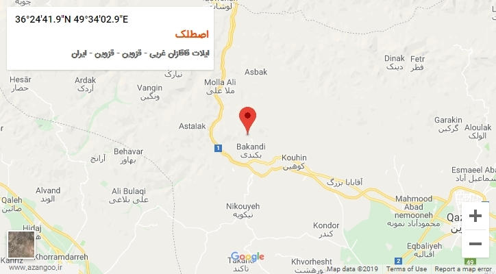 روستای اصطلک بر روی نقشه