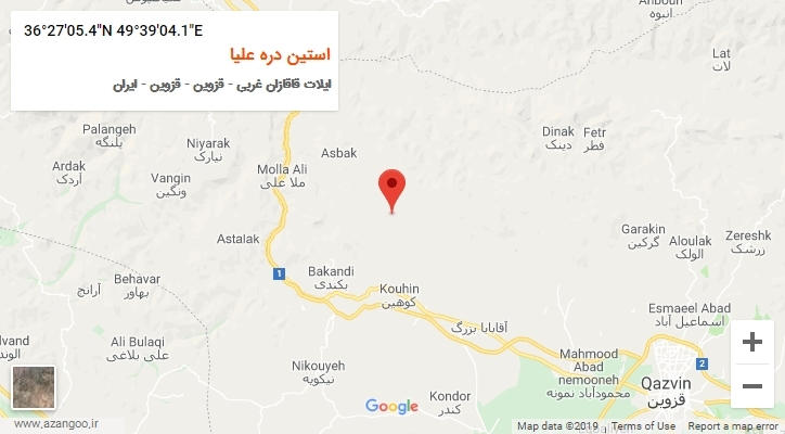روستای استین دره علیا بر روی نقشه