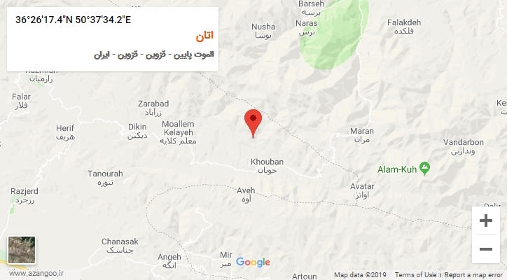 روستای اتان بر روی نقشه