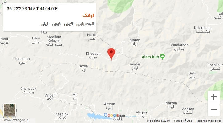 روستای اوانک بر روی نقشه