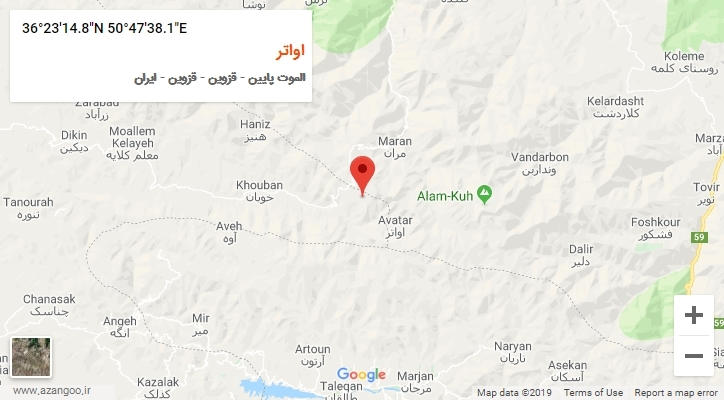 روستای اواتر بر روی نقشه