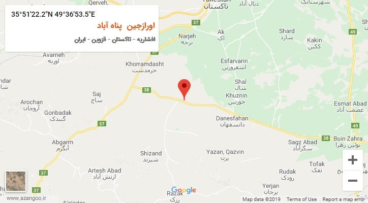 روستای اورازجین  پناه آباد بر روی نقشه