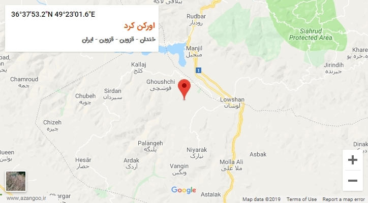 روستای اورکن کرد بر روی نقشه