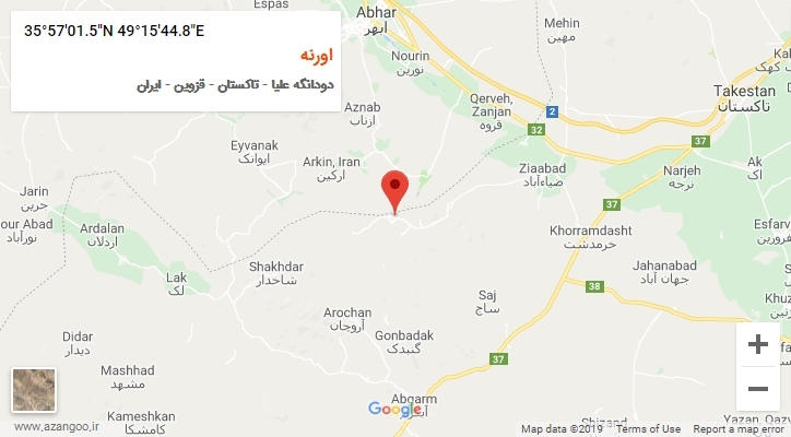 روستای اورنه بر روی نقشه