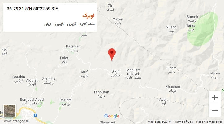 روستای اویرک بر روی نقشه