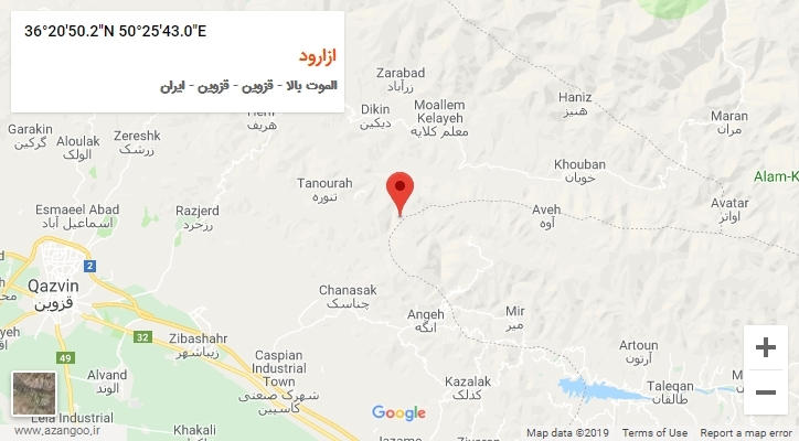 روستای ازارود بر روی نقشه