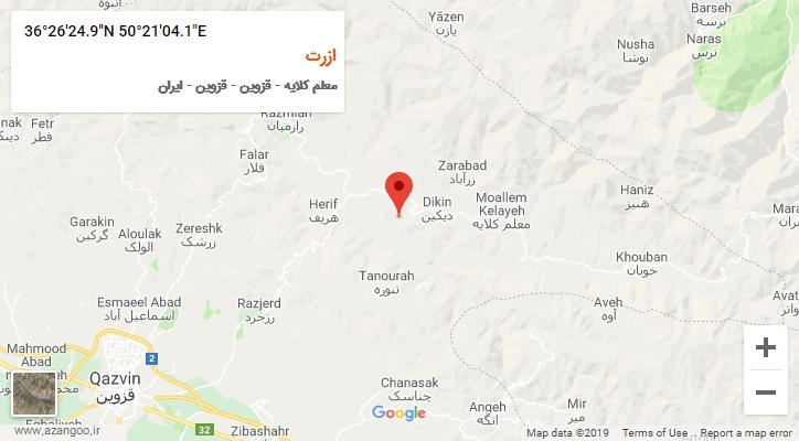 روستای ازرت بر روی نقشه
