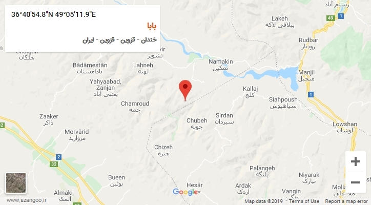 روستای بابا بر روی نقشه
