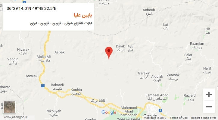 روستای بابین علیا بر روی نقشه