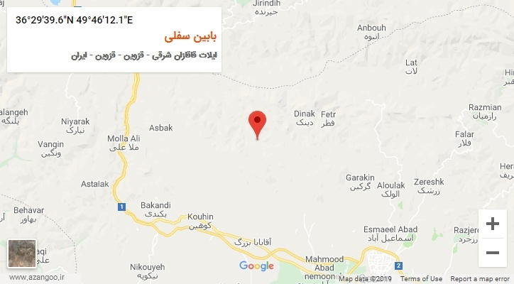 روستای بابین سفلی بر روی نقشه