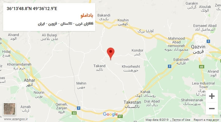 روستای باداملو بر روی نقشه