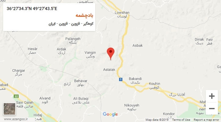 روستای بادچشمه بر روی نقشه